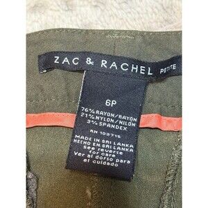 Zac & Rachel Women's Stretch Pants Olive Green  Petite Size 6P